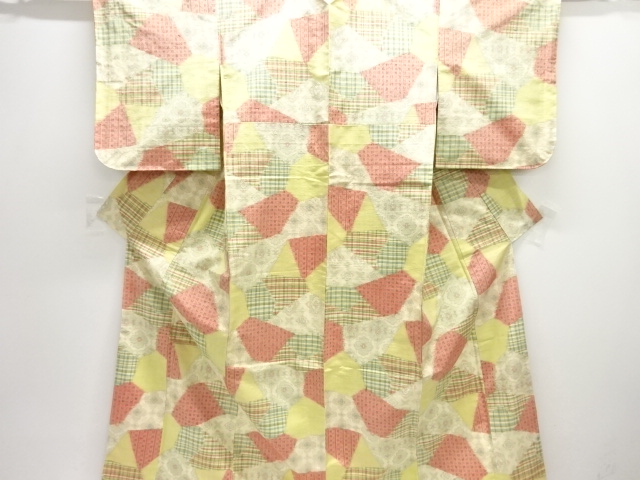 JAPANESE KIMONO / UNUSED / SILK / TOKAMACHI TSUMUGI / KIRIBAME STYLE / WOVEN FLORAL CLASSICAL PATTERN